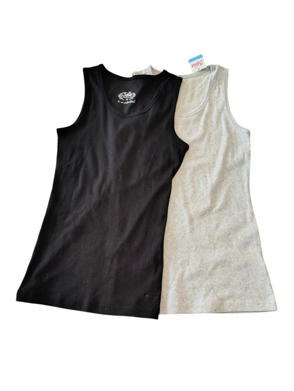 NWT Justice Casual Summer Black and Gray Ribbed Tanks Top Bundle Size 12 Girls